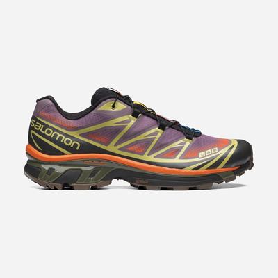 Men's Salomon XT-6 SKYLINE Sneakers Green/Orange | WCBF-17354