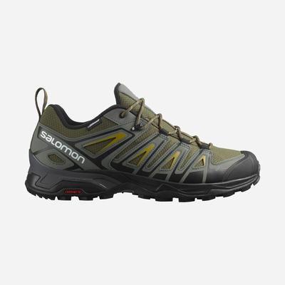 Men's Salomon X ULTRA PIONEER CLIMASALOMON™ WATERPROOF Hiking Shoes Olive/Grey | RZMD-59216