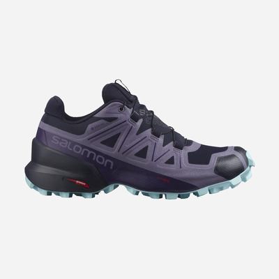 Women's Salomon SPEEDCROSS 5 GORE-TEX Trail Running Shoes Navy/Blue | RUBS-83576